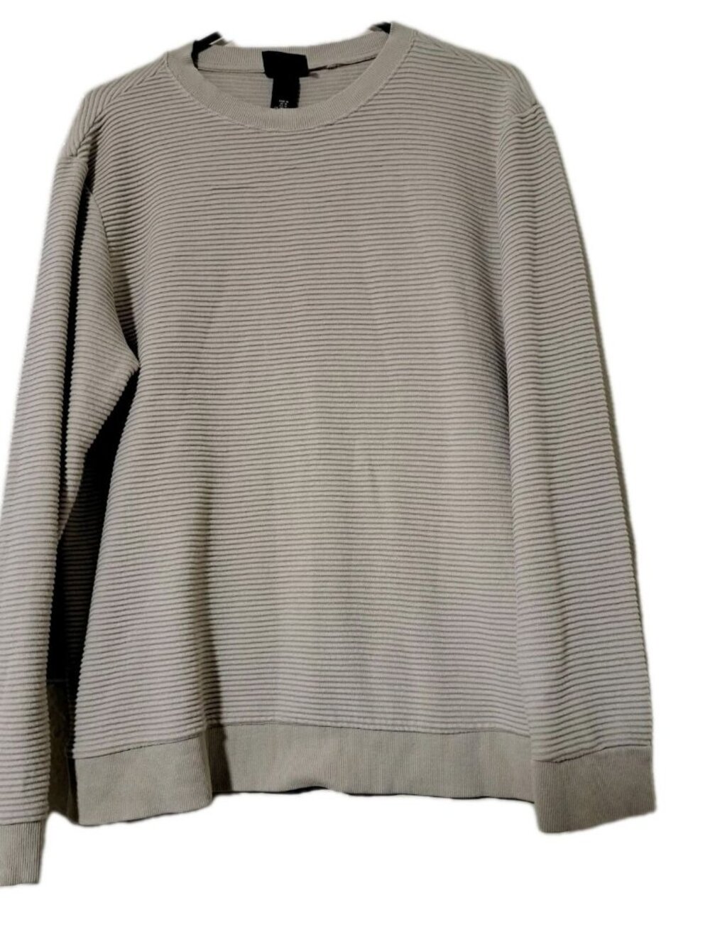 H&M‎ Mens Shirt Medium Cream Striped Textured Long Sleeve Casual
